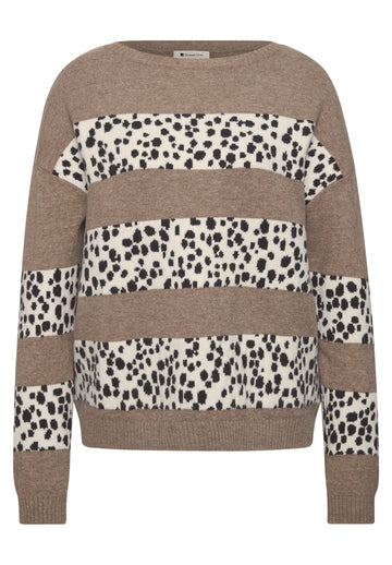 Jacquard Pullover mit Boat Neck