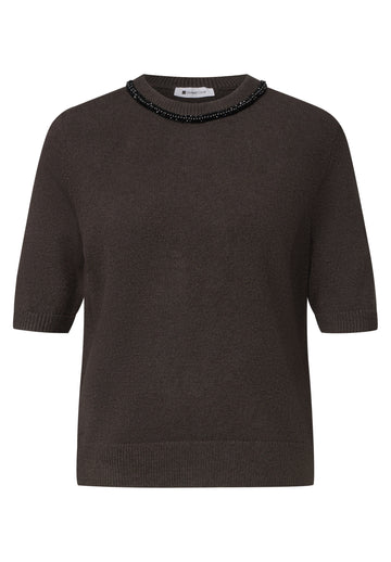Kurzarm Pullover mit Schmuckdetail