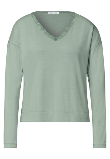 Langarmshirt mit Spitzendetail