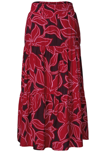 Maxi-Rock mit Volants und Print