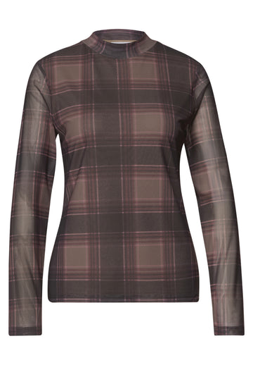Mesh-Shirt mit Innentop und Print