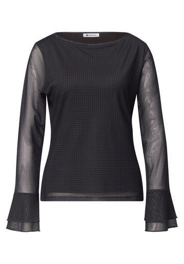 Meshshirt mit Volant-Ärmeln