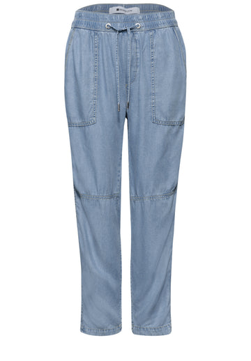 Mid Waist Slim Leg Hose im Washed-Look