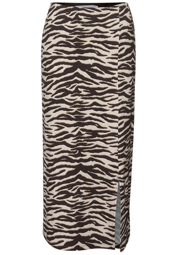 Midi-Rock mit Schlitz und Animal Print