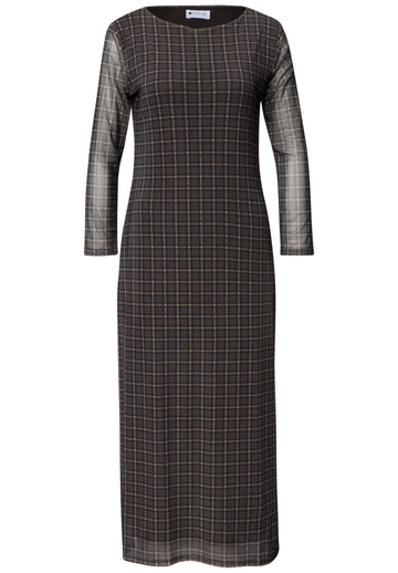 Midikleid aus Mesh mit Karomuster
