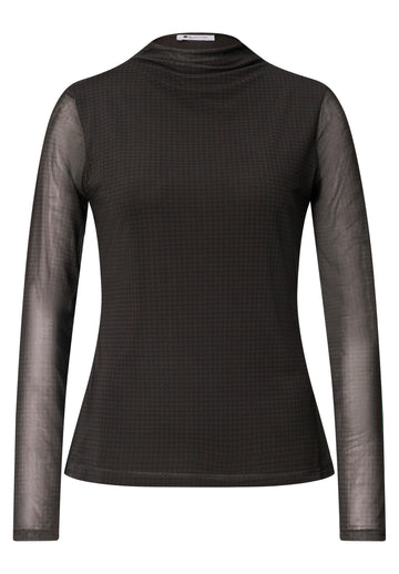 Shirt aus Mesh mit gerafftem Turtle Neck