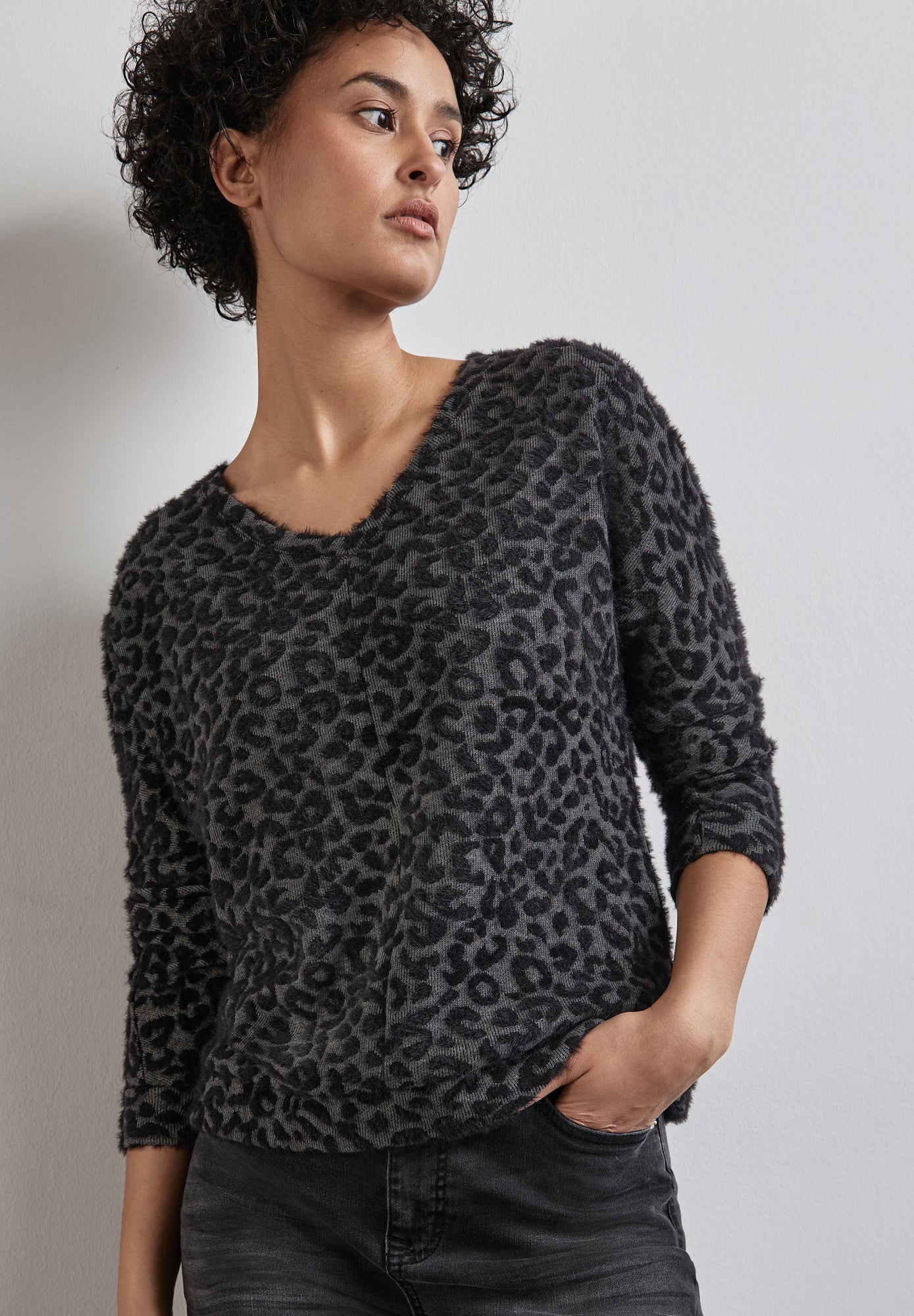 Street One Langarmshirts  dunkelgrau