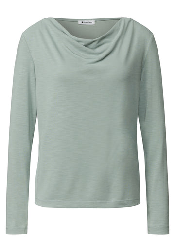Silk-Look Shirt mit Wasserfall-Front