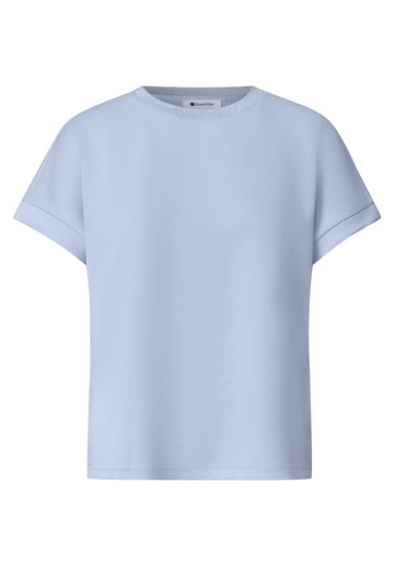 T-Shirt im Silk-Look mit Rundhals