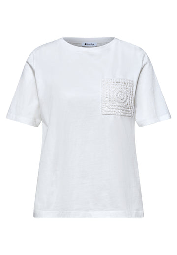 T-Shirt mit Rundhals und Crochet-Tasche