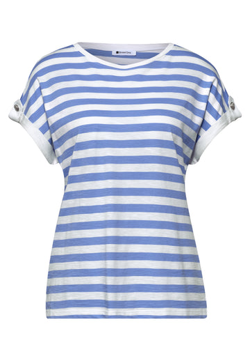 T-Shirt mit Rundhals und Knopfdetail