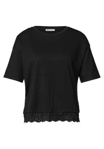 T-Shirt mit Rundhals und Spitze