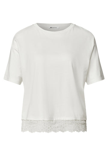 T-Shirt mit Rundhals und Spitze