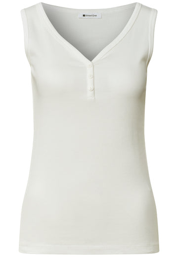 Top in Rippstruktur mit V-Neck