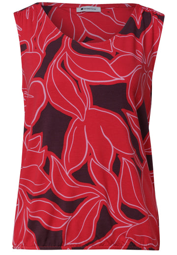 Top mit V-Neck und Elastiksaum
