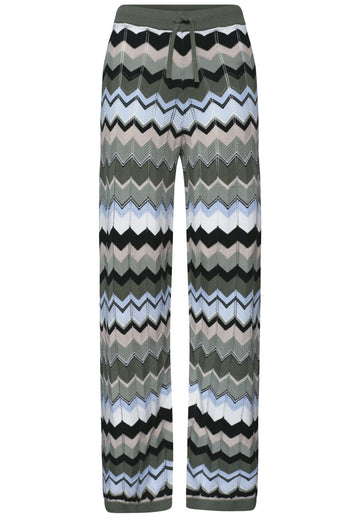 Wide Leg Hose mit Zick-Zack Muster