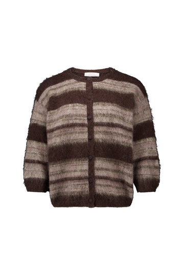 Gestreifte Strickjacke aus Mohair-Woll-Mix