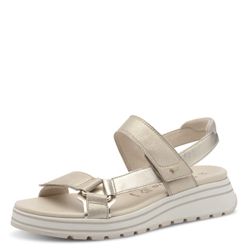 Leder-Sandalette mit Plateausohle