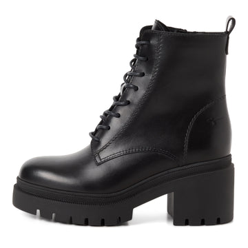 Lederstiefelette mit Blockabsatz