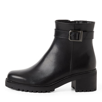 Lederstiefelette mit Blockabsatz