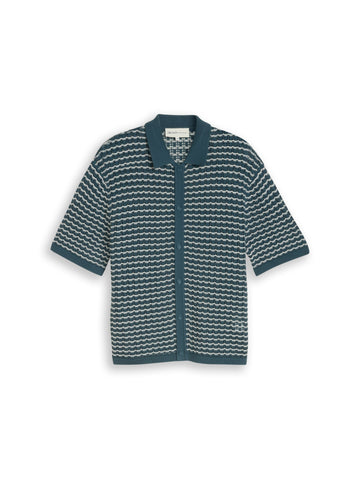 Strick-Poloshirt mit Lochmuster