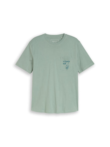 T-Shirt mit Brusttasche mit Print