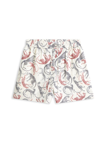 Leinen-Shorts mit Flag-Stickerei
