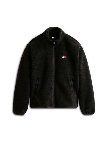 Sweatjacke mit Badge-Detail aus Teddy-Fleece