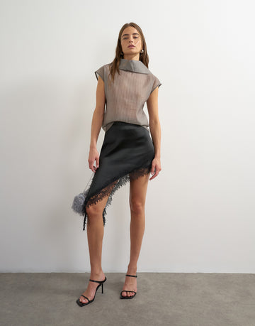 TSDARRIN Satin-Rock mit Spitzen-Detail