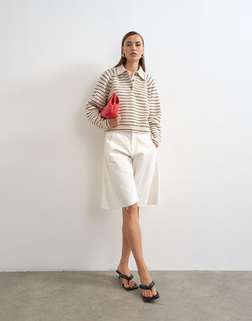 TSTRUE gestreiftes Strick-Poloshirt