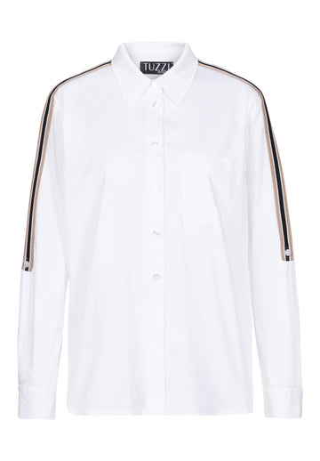 Bluse mit Streifenbesatz