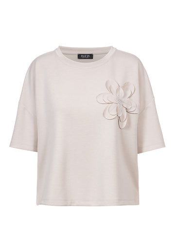 Shirt mit 3D-Blütenapplikation