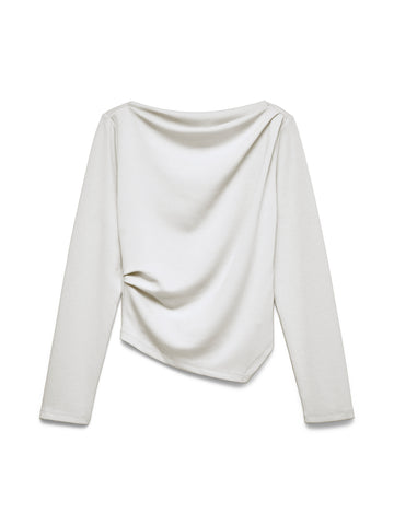 Bluse mit U-Boot-Ausschnitt und Raffdetails