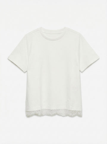 SARA T-Shirt mit Spitzendetail