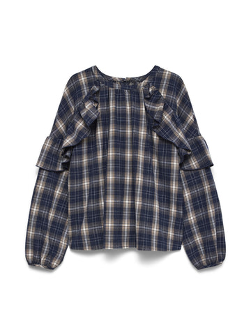 VMTILDA Karo-Bluse mit Rüschendetail