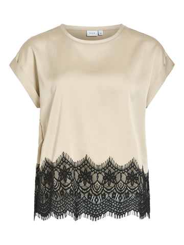 Satin Shirt mit Spitze