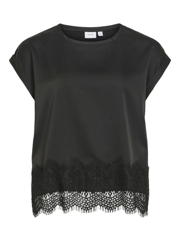 Satin Shirt mit Spitze