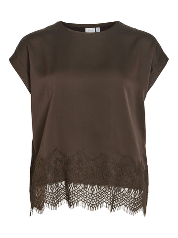VIELLETTE Satin-Bluse mit Spitzendetail