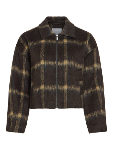 VIZARAH Karo-Jacke mit Fly-Away-Kragen