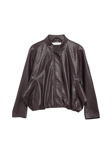 Fake Leather Jacke mit Ballonsaum