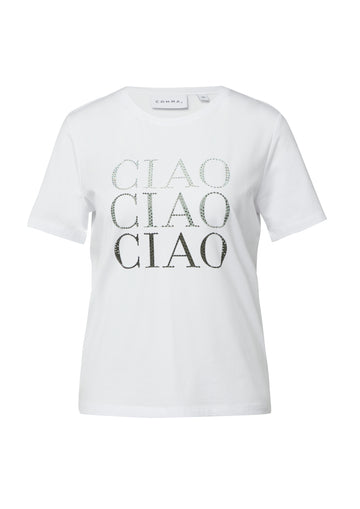 Jersey-T-Shirt mit Strasssteinchen