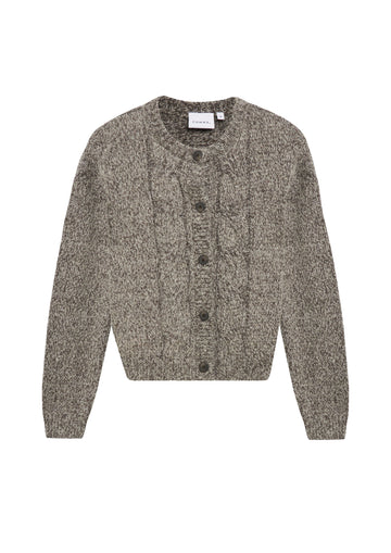 Mouliné-Cardigan mit Zopfmuster