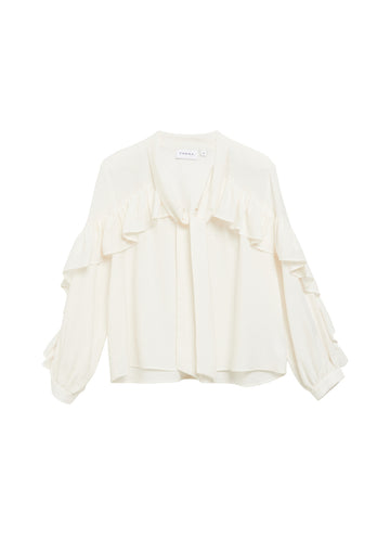 Schluppen-Bluse mit Volants