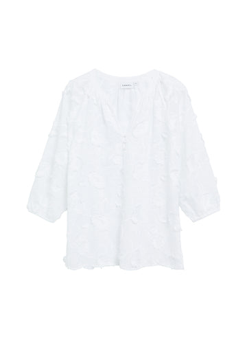 Tunika-Bluse mit floraler All-over-Stickerei