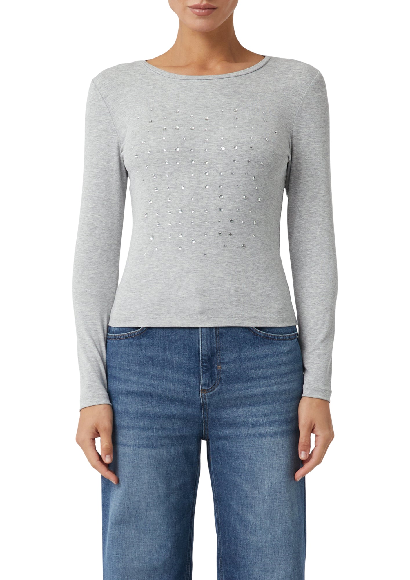 comma casual identity Langarmshirts  grau
