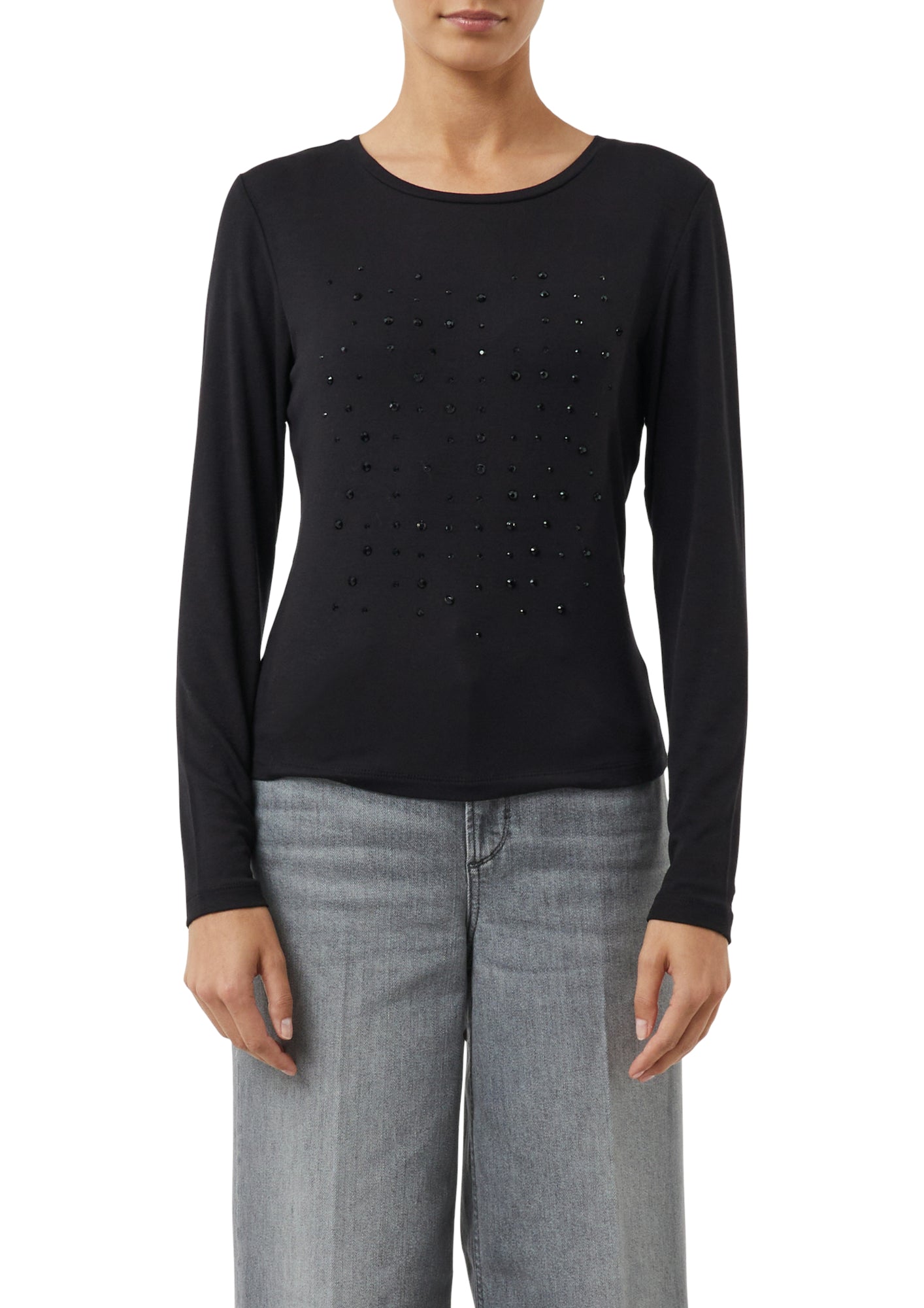 comma casual identity Langarmshirts  schwarz