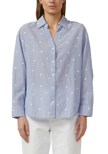 Baumwollbluse mit Turn-up