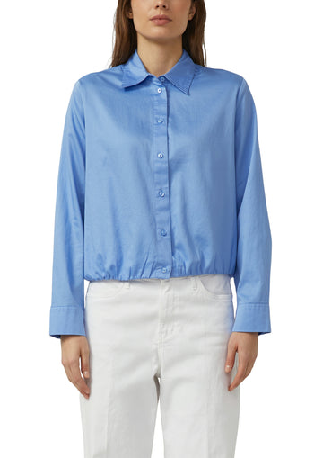 Baumwollsatin-Bluse mit Raffung