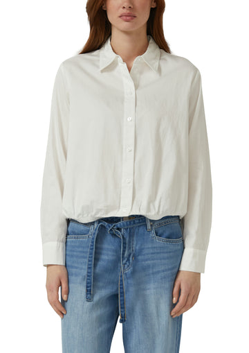 Baumwollsatin-Bluse mit Raffung