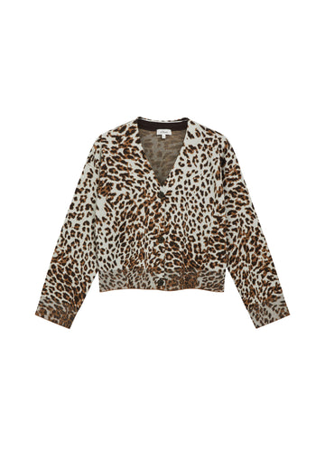Feinstrickjacke mit Leo-Jacquardmuster